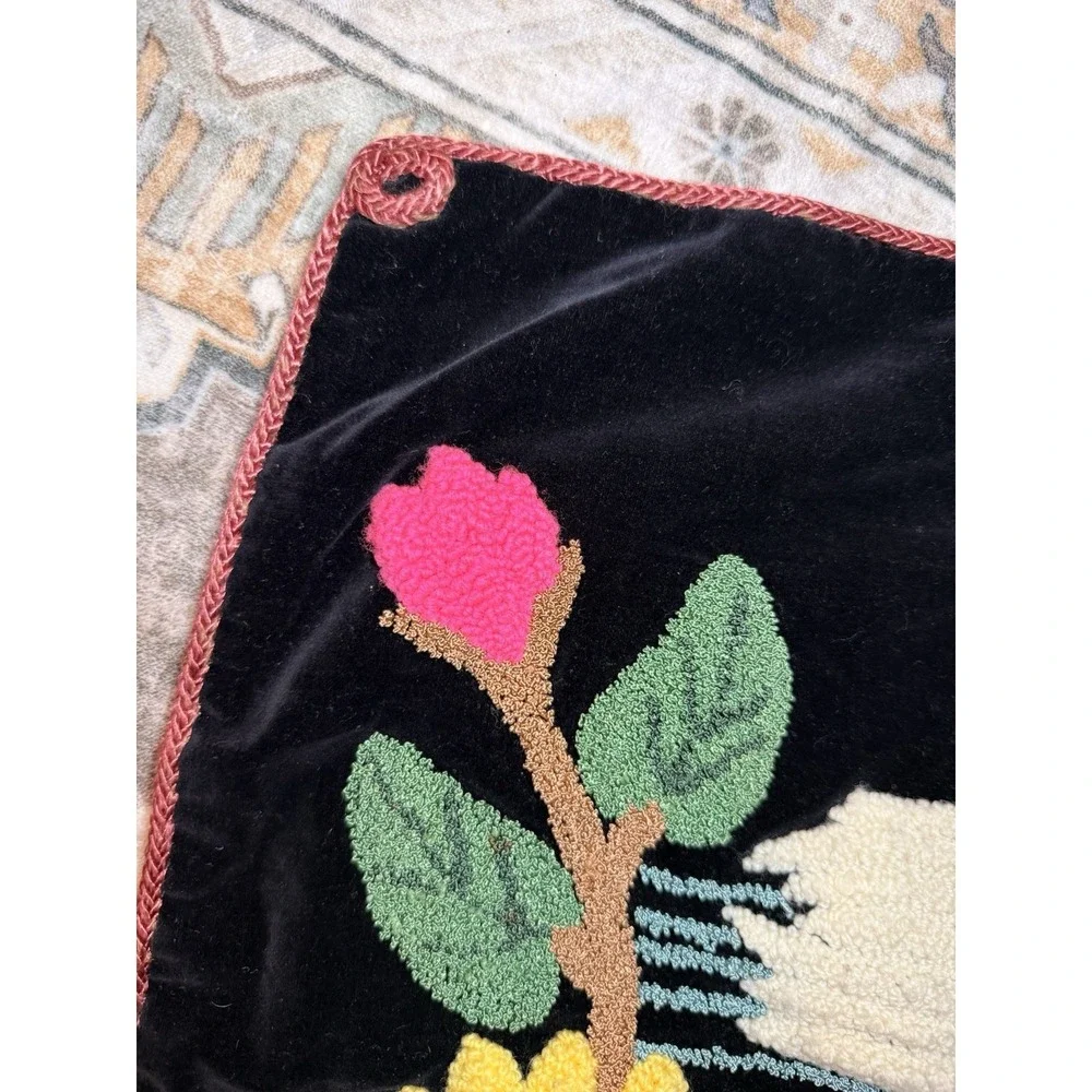Vintage Velvet Swans & Lotus Punch‎ Embroidery Pillow Covers  17